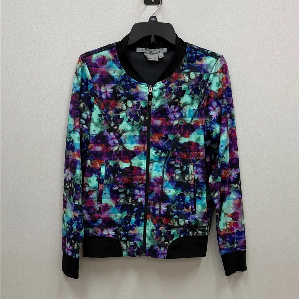 Athleta Multicolor Floral Fade Bombtastic Jacket Womens Sz Medium! - Picture 3 of 11
